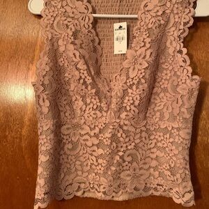 Express Women's Lace Top - Pink